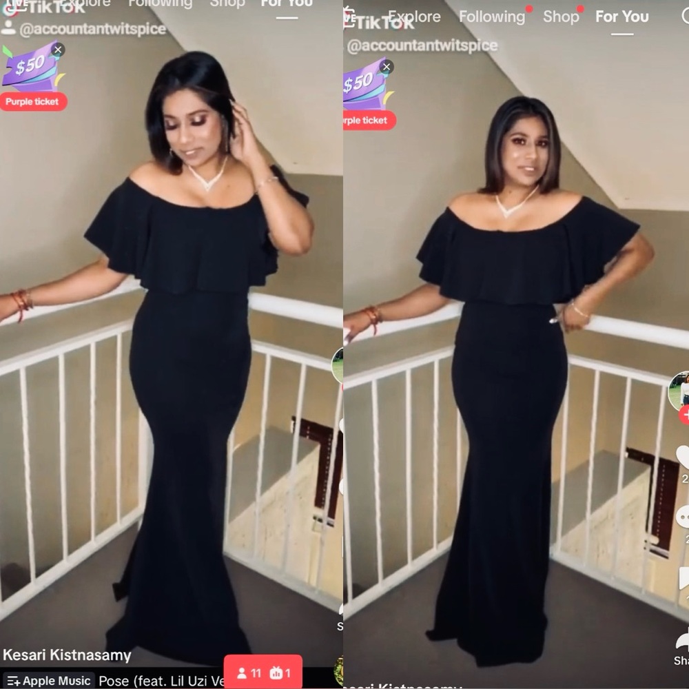 NEW Off The Shoulder Maxi Dress Black Ruffle Evening Party Long Dress Size L - Picture 11 of 12